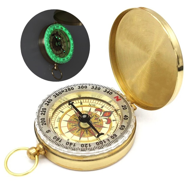 Portable Brass Compass for Hiking, Camping & Outdoor Navigation
