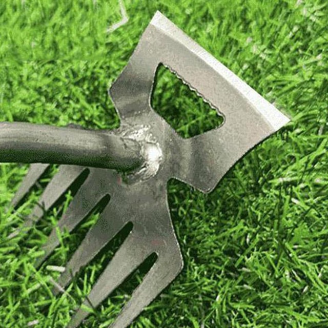 2-in-1 Garden Rake & Weed Puller with Manganese Steel Head