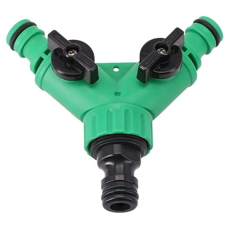 Garden Water Pipe Connector Y Shape Hose Splitter with Valve Plastic Two Way Adapter