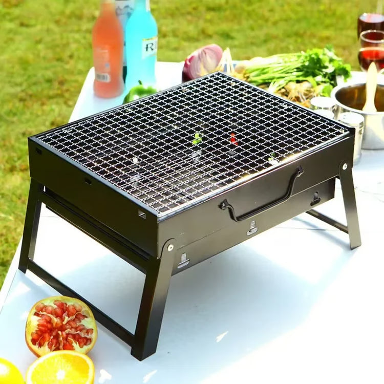 Portable BBQ Charcoal Grill Kit – Stainless Steel Mini BBQ Tool Set for Camping, Picnics & Outdoor Cooking
