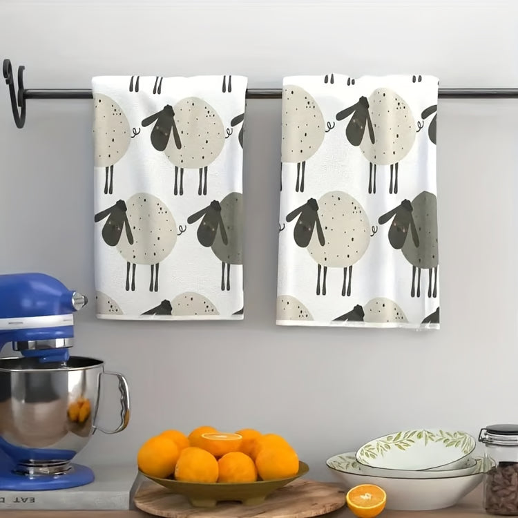 Cute Lamb Kitchen Towel Set – Soft Absorbent Cleaning Cloths for Kitchen, Cooking & Baking