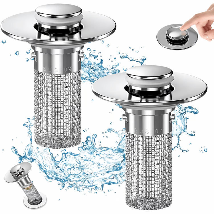 Pop-Up Bathroom Sink Drain Strainer – Removable Stainless Steel Hair Catcher & Drain Stopper