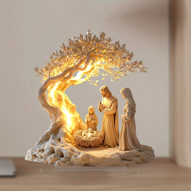 Jesus & Tree of Life Acrylic Ornament – Faith-Inspired Home Décor Gift