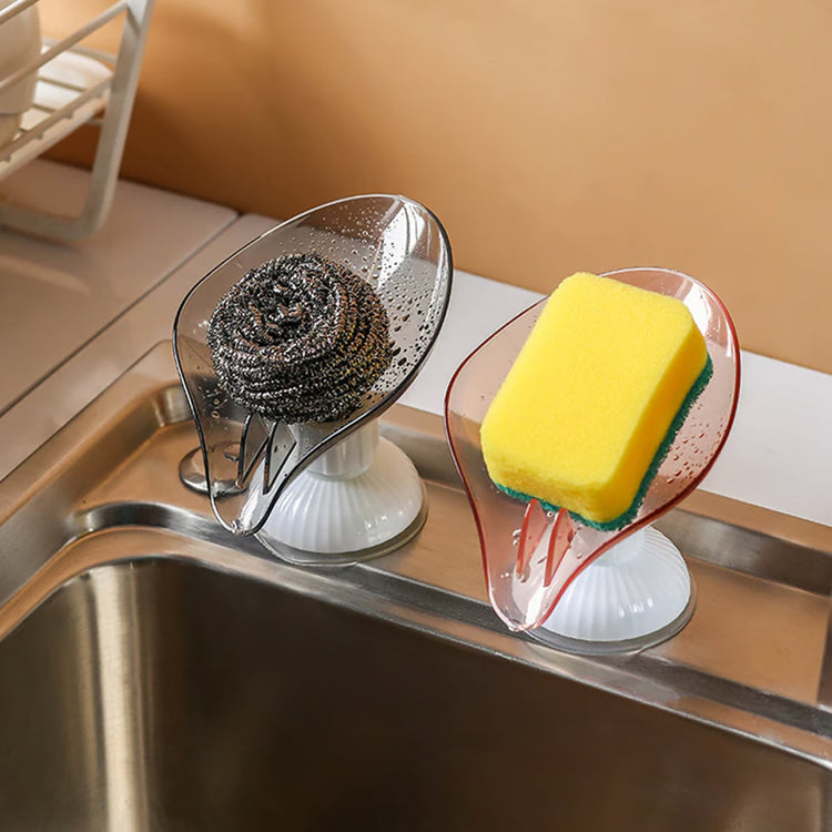 Stylish Rotating Leaf Shaped Self Draining Soap Holder