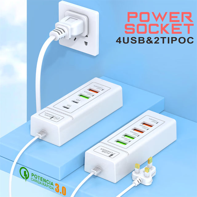 USB Power Strip PD Type C Fast Charging Wall Adapter Phone Power Charger