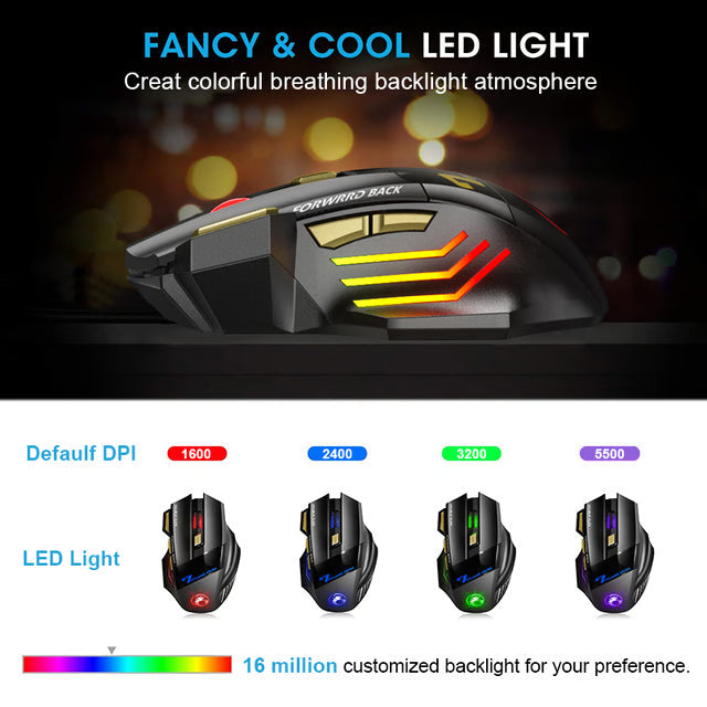 Rechargeable Bluetooth Gaming Mouse with 5500 DPI for Laptop & Desktop