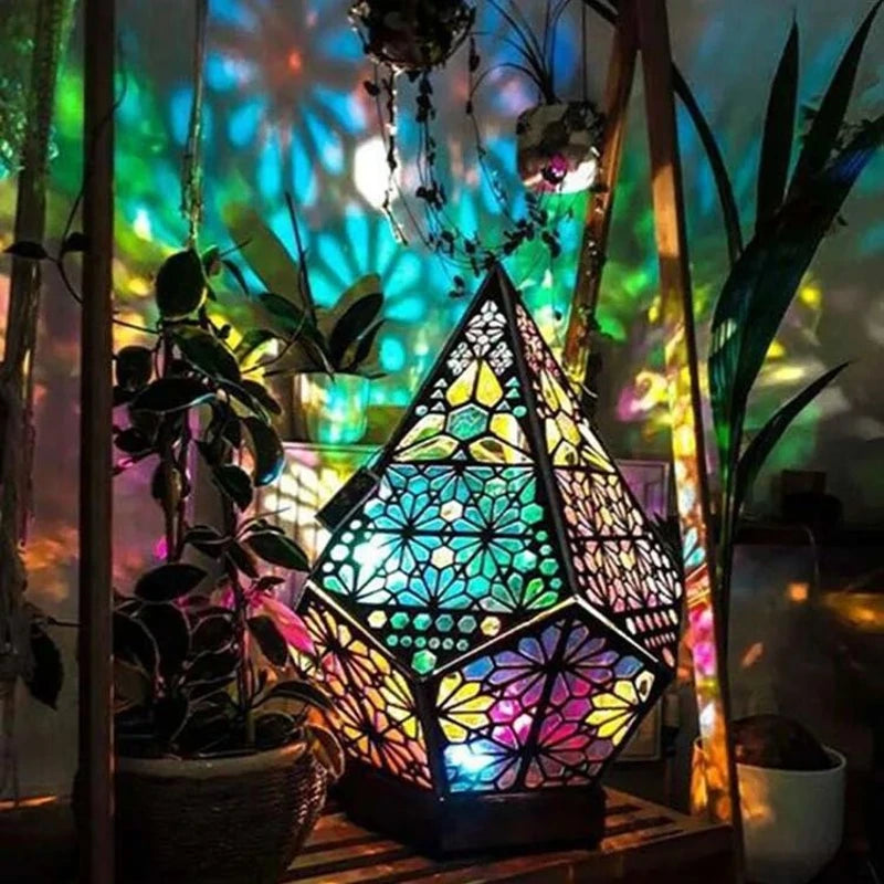 D2 Wooden Hollow LED Projection Night Lamp Home Decor Ambient Light