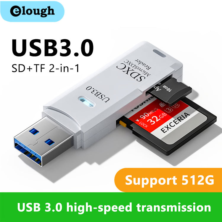 2 in 1 USB 3.0 Card Reader for Micro SD and TF Cards High Speed Adapter