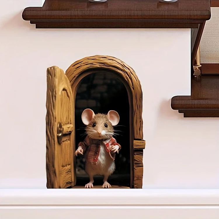 Cute Mouse Hole Wall Sticker – Playful Self-Adhesive Nursery & Home Wall Decor