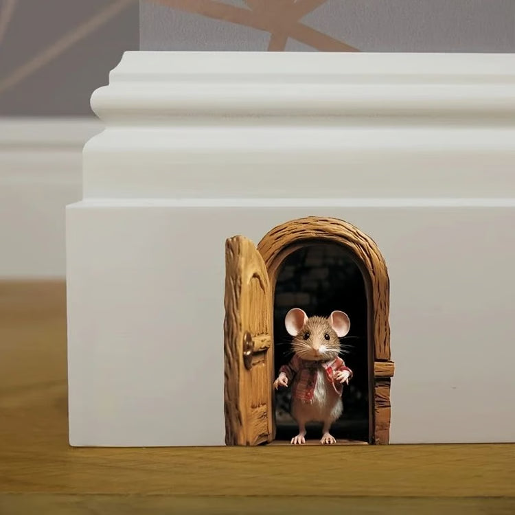 Cute Mouse Hole Wall Sticker – Playful Self-Adhesive Nursery & Home Wall Decor