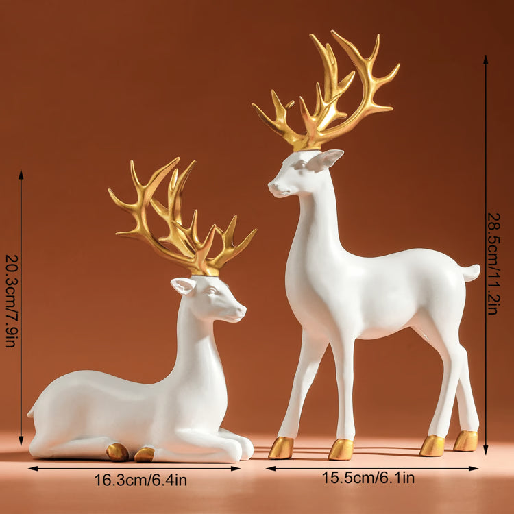 Elegant White Reindeer Home Decor Statue