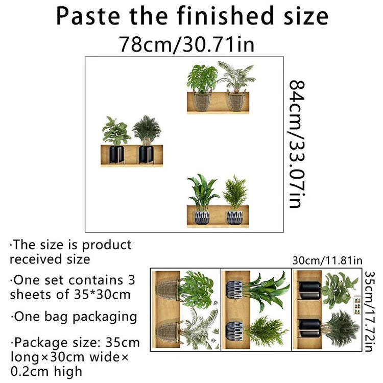 3pcs Plant Wall Sticker Set Home Decor