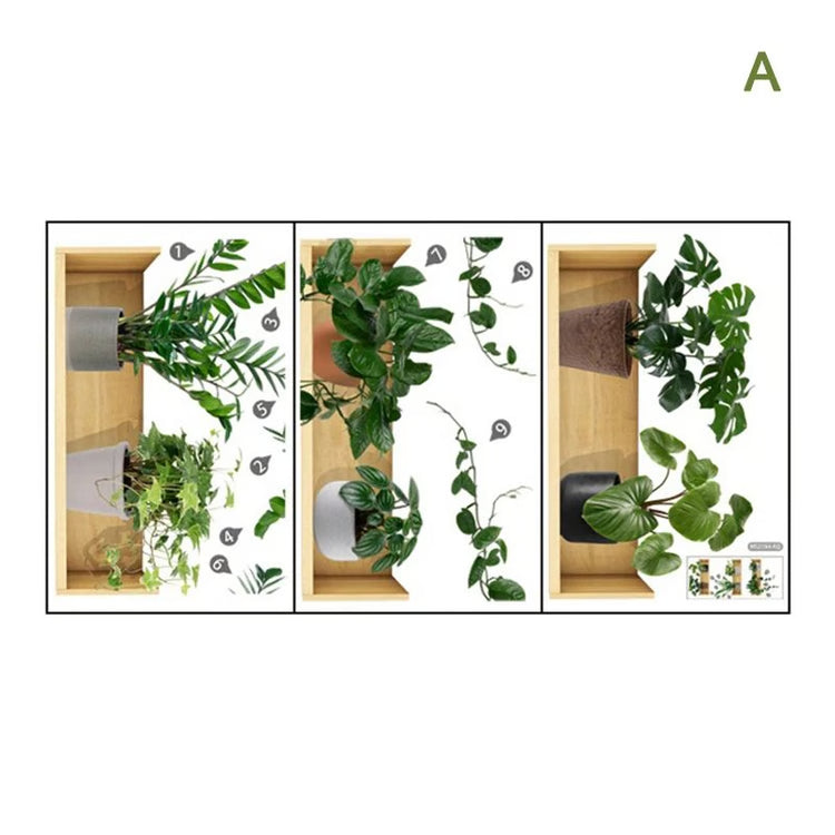3pcs Plant Wall Sticker Set Home Decor