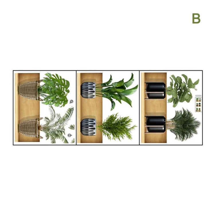 3pcs Plant Wall Sticker Set Home Decor