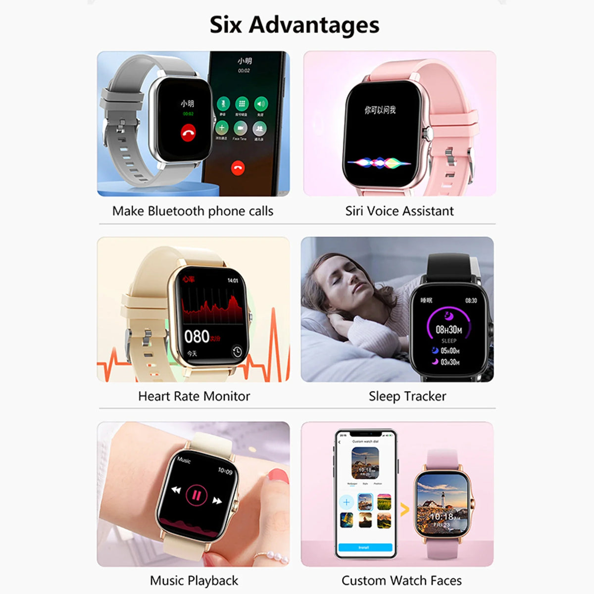 Waterproof Sports Smart Watch Fitness Tracker Health Monitor Wireless Call Smartwatch for Men Women