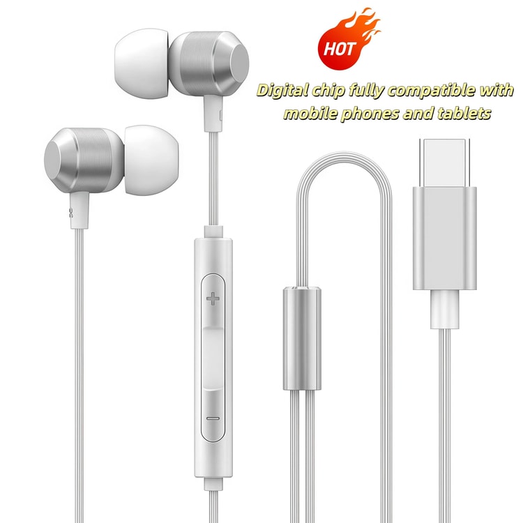 Universal HiFi USB-C Wired Earbuds with Digital Chip and 1.2M Cable