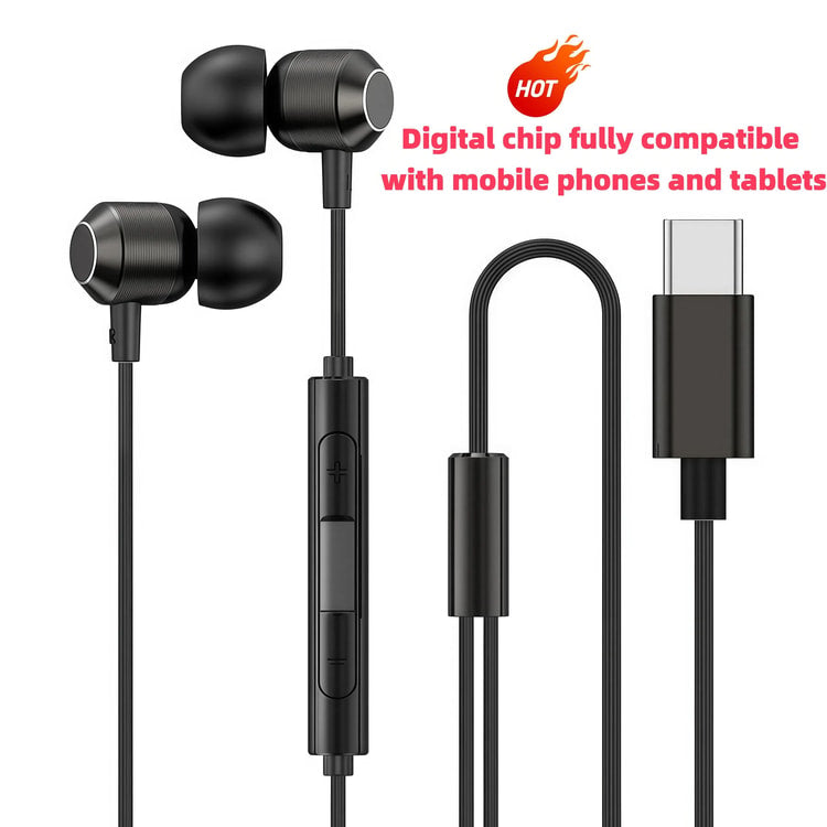 Universal HiFi USB-C Wired Earbuds with Digital Chip and 1.2M Cable