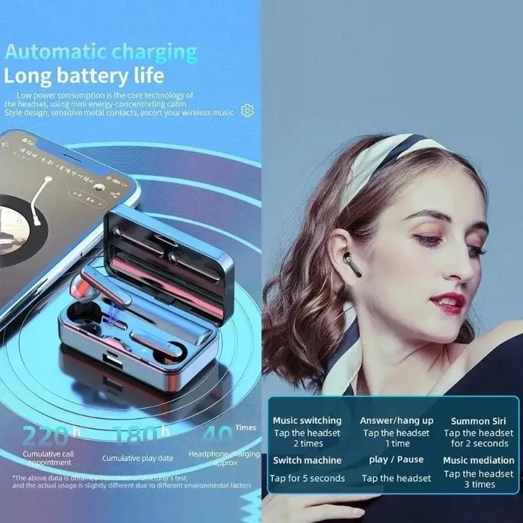 Wireless Bluetooth Earbuds with LED Display, Bluetooth Earbuds & Touch Control