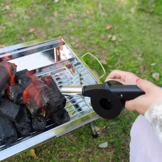 Portable Hand-Crank Barbecue Fan for BBQ, Camping & Outdoor Cooking