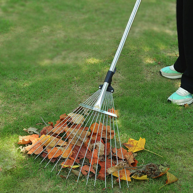 Metal Garden Rake for Soil Leveling, Leaf Collection & Outdoor Use