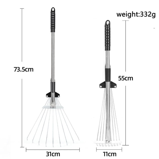 Metal Garden Rake for Soil Leveling, Leaf Collection & Outdoor Use