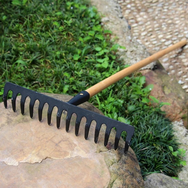 Garden Rake for Leaf Collection, Pine Needles & Soil Maintenance