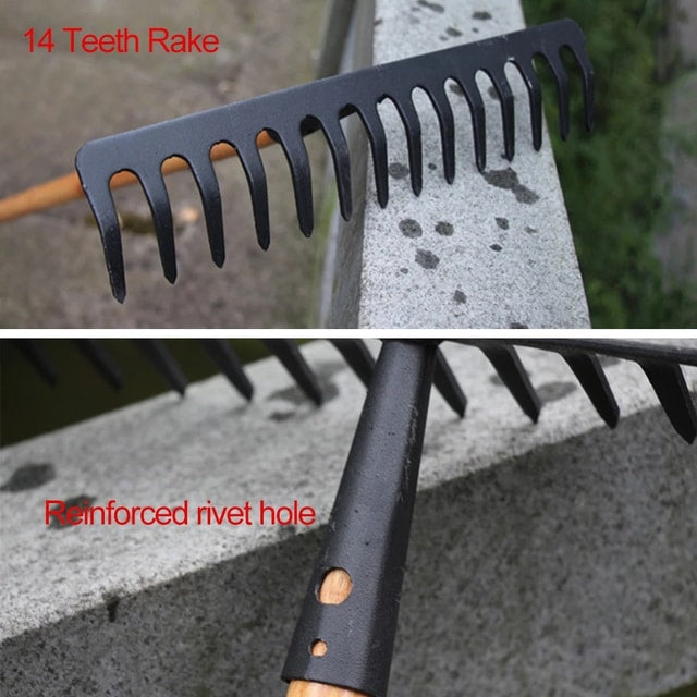 Garden Rake for Leaf Collection, Pine Needles & Soil Maintenance
