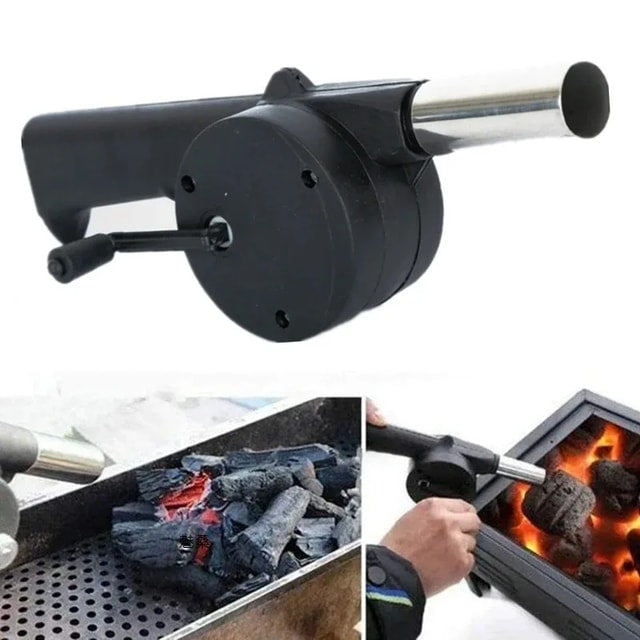 Portable Hand-Crank BBQ Air Blower for Camping & Outdoor Grilling