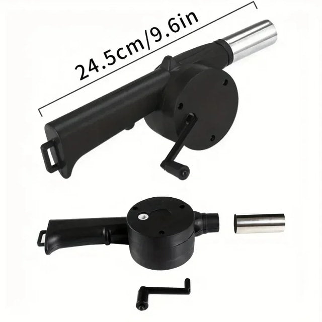 Portable Hand-Crank BBQ Air Blower for Camping & Outdoor Grilling