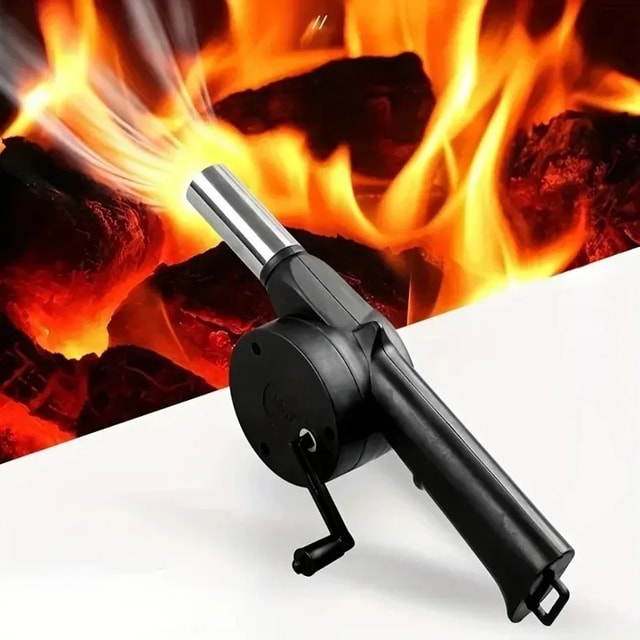 Portable Hand-Crank BBQ Air Blower for Camping & Outdoor Grilling
