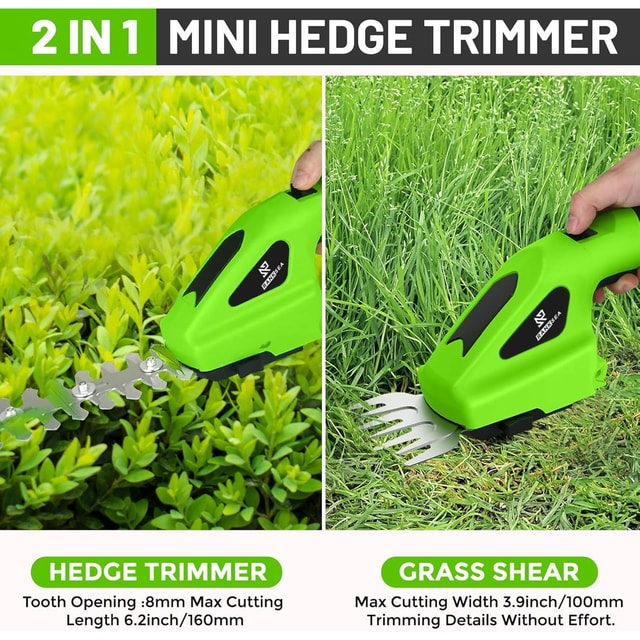 Cordless Rechargeable Hedge Trimmer for Shrubs, Grass & Garden Maintenance