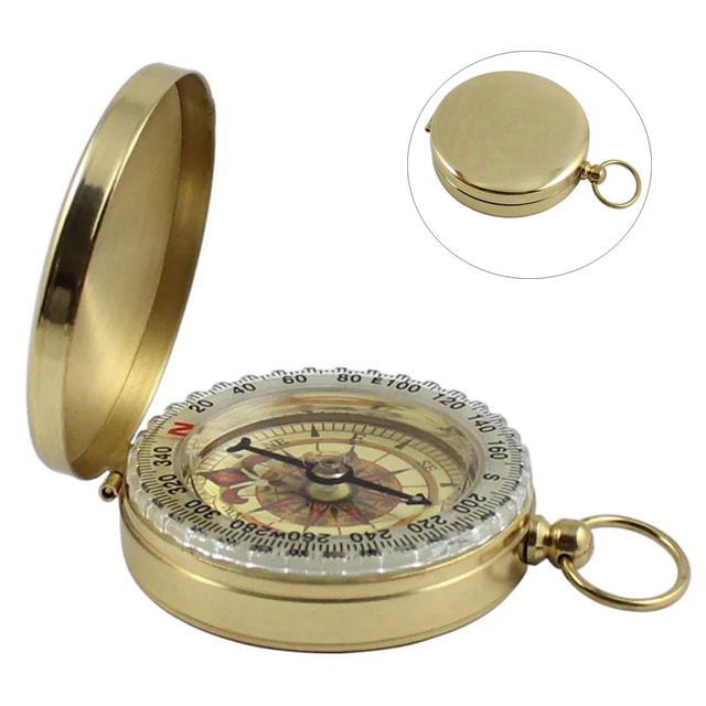 Portable Brass Compass for Hiking, Camping & Outdoor Navigation