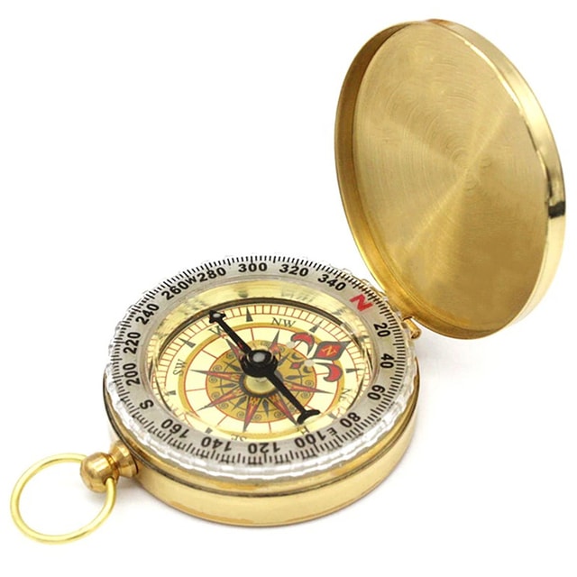 Portable Brass Compass for Hiking, Camping & Outdoor Navigation