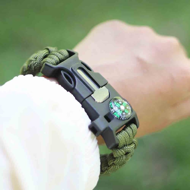 Paracord Outdoor Bracelet with Compass & Whistle for Hiking and Camping
