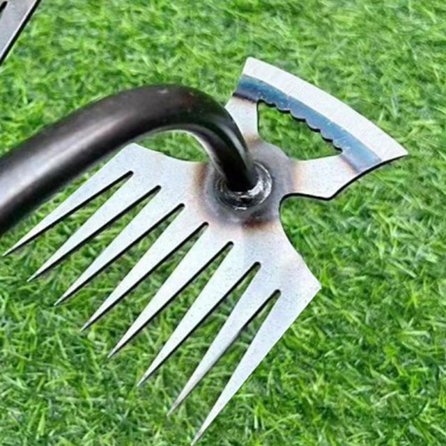 2-in-1 Garden Rake & Weed Puller with Manganese Steel Head