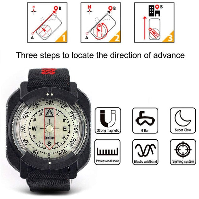Diving Compass Watch for Scuba, Hiking & Outdoor Navigation