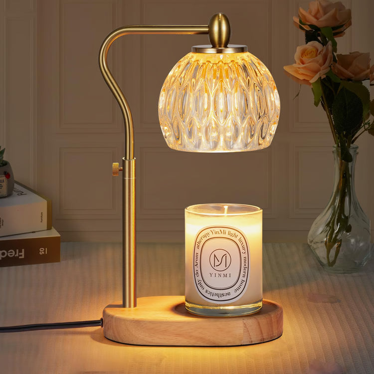 Retro Candle Warmer Table Lamp – Aromatherapy Lamp with Dimmer, Timer & Adjustable Height for Scented Candle Decor