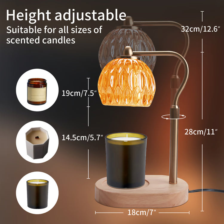 Retro Candle Warmer Table Lamp – Aromatherapy Lamp with Dimmer, Timer & Adjustable Height for Scented Candle Decor