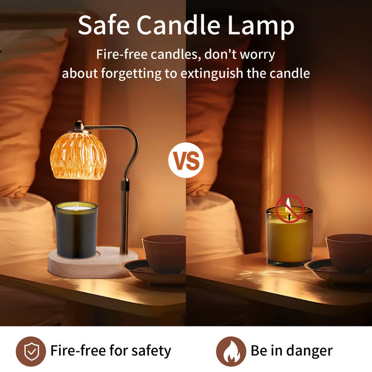 Retro Candle Warmer Table Lamp – Aromatherapy Lamp with Dimmer, Timer & Adjustable Height for Scented Candle Decor