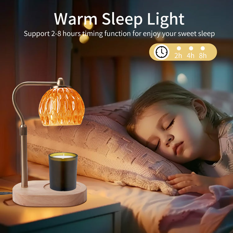 Retro Candle Warmer Table Lamp – Aromatherapy Lamp with Dimmer, Timer & Adjustable Height for Scented Candle Decor