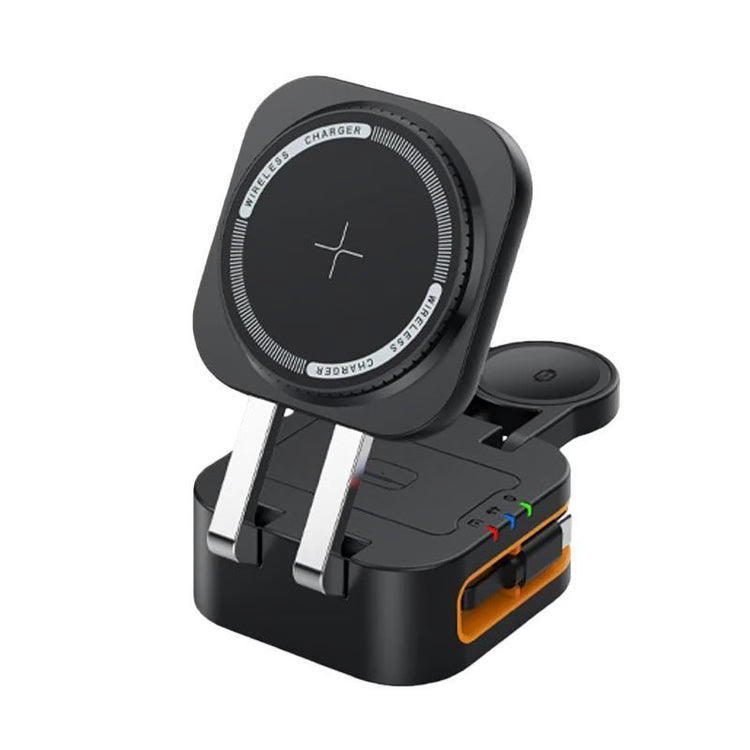 15W 3-in-1 Wireless Charger – Magnetic Charging Stand with Retractable Cable, Foldable Fast Charging Station