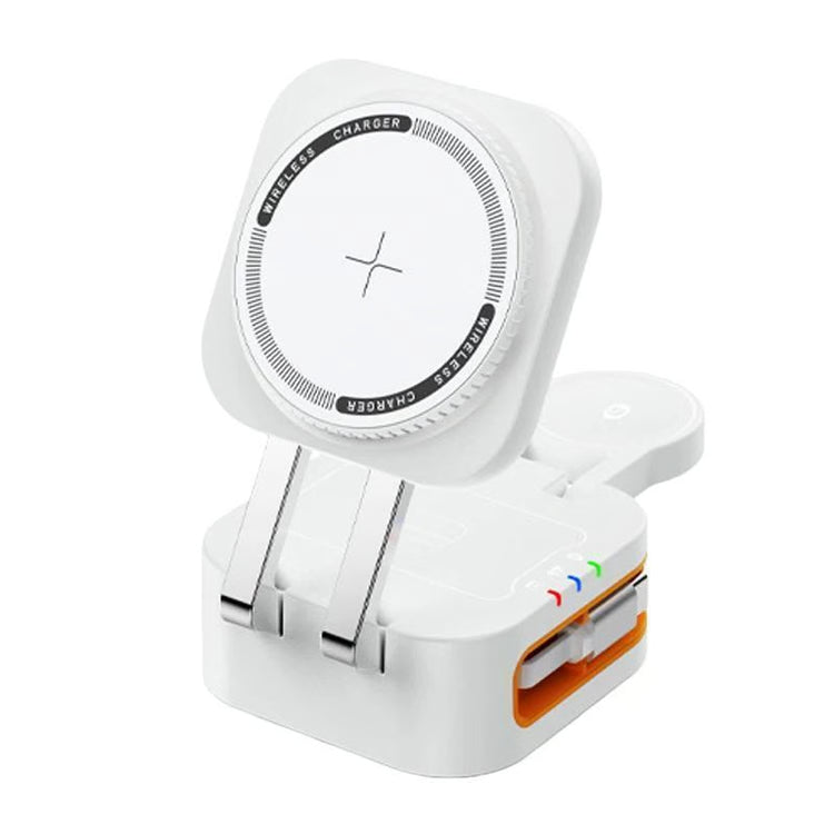 15W 3-in-1 Wireless Charger – Magnetic Charging Stand with Retractable Cable, Foldable Fast Charging Station