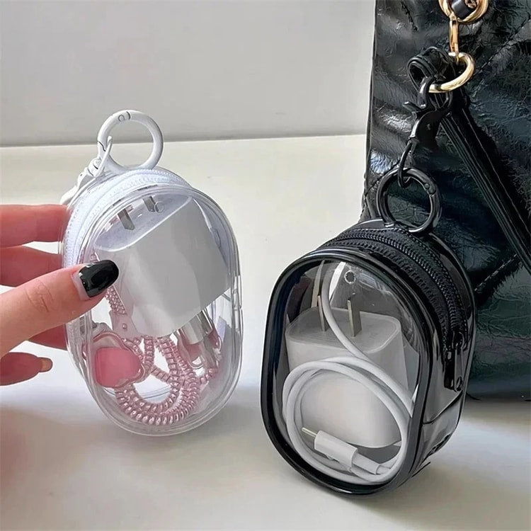 Transparent Charger Storage Case, Cable Organizer Bag, Portable Data Cable Storage Pouch for Travel and Everyday Use