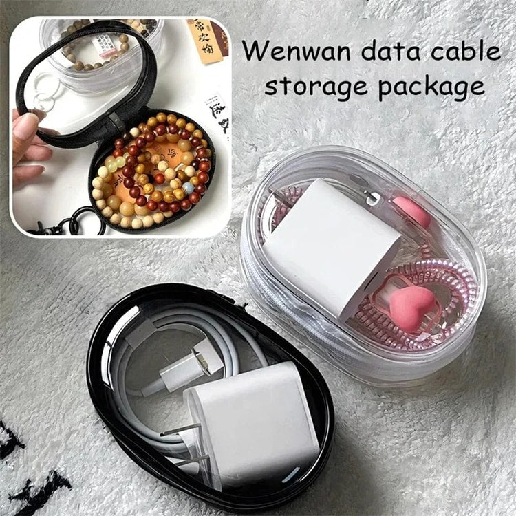 Transparent Charger Storage Case, Cable Organizer Bag, Portable Data Cable Storage Pouch for Travel and Everyday Use