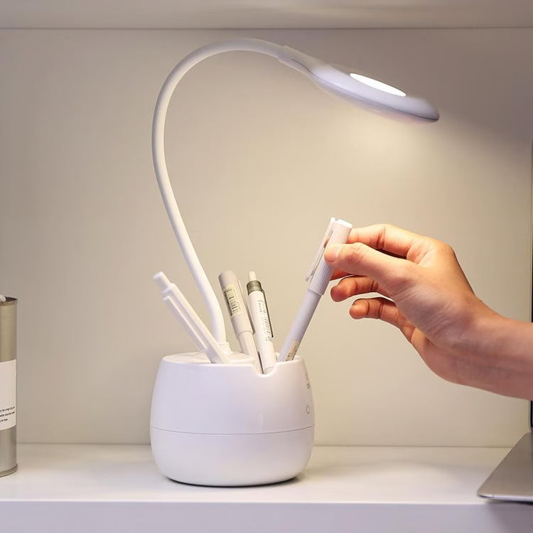 Rechargeable LED Desk Lamp with Pen Holder – 3-Level Adjustable Study Light