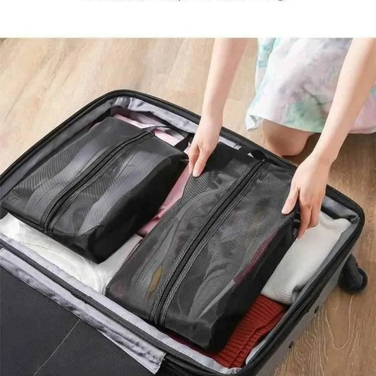 Travel Shoe Bag with Zipper, Shoe Storage Organizer, Portable Footwear Packing Bag, Reusable Shoe Pouch for Luggage and Home