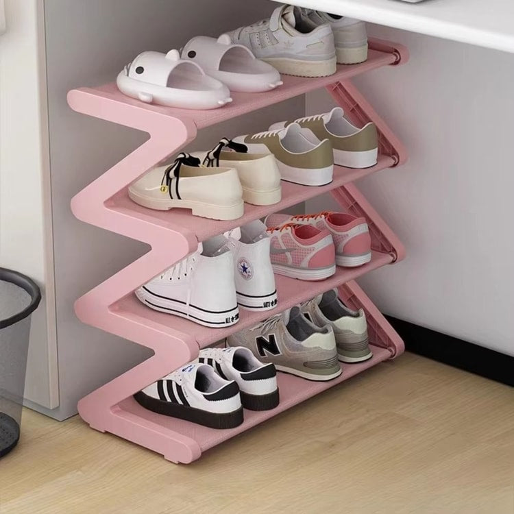 Z-Shaped Multi-Layer Shoe Rack, Space-Saving Shoe Storage Organizer, Open Design Footwear Rack for Home, Dorm and Entryway