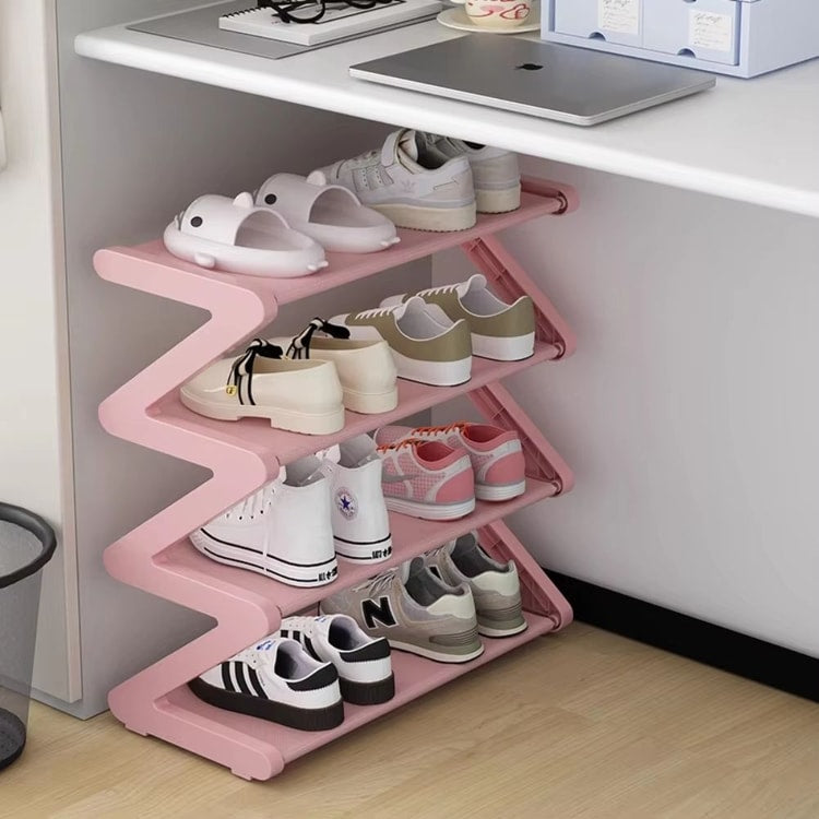 Z-Shaped Multi-Layer Shoe Rack, Space-Saving Shoe Storage Organizer, Open Design Footwear Rack for Home, Dorm and Entryway