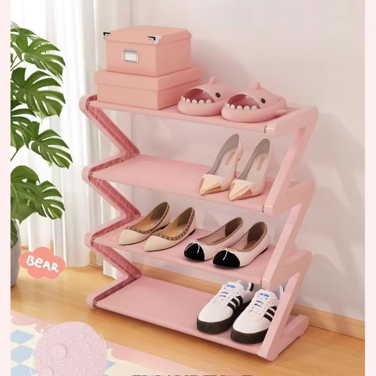 Z-Shaped Multi-Layer Shoe Rack, Space-Saving Shoe Storage Organizer, Open Design Footwear Rack for Home, Dorm and Entryway