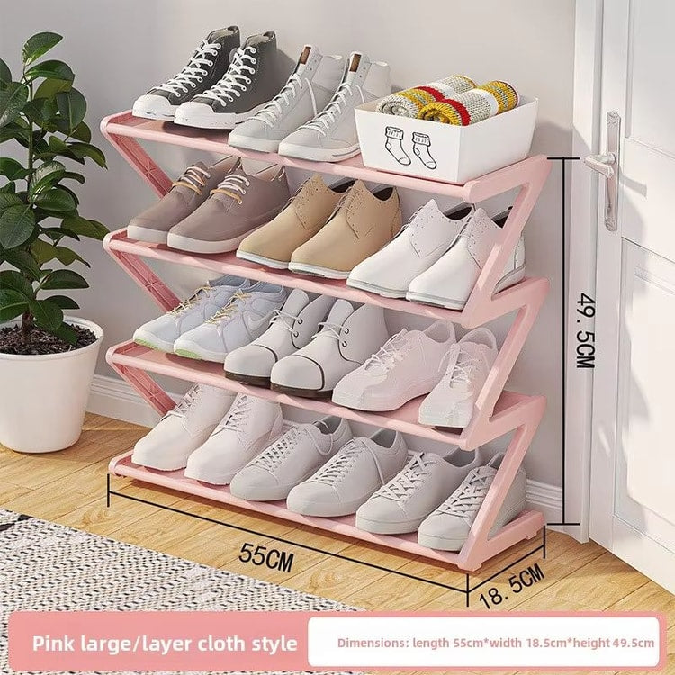 Z-Shaped Multi-Layer Shoe Rack, Space-Saving Shoe Storage Organizer, Open Design Footwear Rack for Home, Dorm and Entryway
